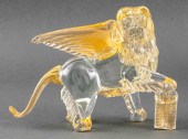 MURANO GOLD-FLECK GLASS ST. MARKS LION