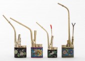 CHINESE CLOISONNE ENAMEL OPIUM PIPES,