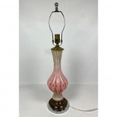 Murano Italian Pink Glass Table Lamp.
