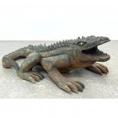 Carved Wood Figural Alligator Sculpture.