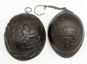 2 COCONUT SHELL CARVINGS, 19TH