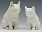 HIRADO UNGLAZED BISQUE SEATED CATS