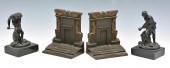 2 PAIR METAL BOOKENDS INCLUDING