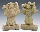 2 CHINESE CARVED STONE FIGURES,