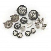 FIVE PAIR OF CUFFLINKS INCL STERLING,
