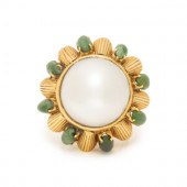 YELLOW GOLD, CULTURED MABE PEARL