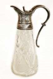 RUSSIAN SILVER AND CUT GLASS DECANTER