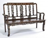 LARGE CHINESE ROSEWOOD BENCH WITH