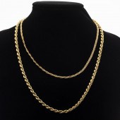 TWO ITALIAN 14K GOLD NECKLACESTwo