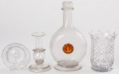 FOUR PIECES OF COLORLESS GLASS,