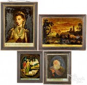 GROUP OF FOUR REVERSE PAINTINGS