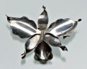 Hector Aguilar silver orchid pin,