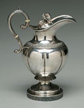 New York coin silver pitcher, pear