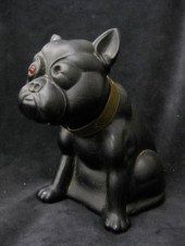 Tiffin Black Glass Bulldog Doorstop