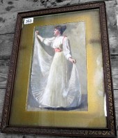 A Pastel Painting of a Woman Holding