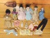 Ten miscellaneous small dolls 19th/20th
