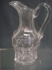 Paneled handblown crystal pitcher,