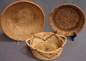 Lot 3  coiled Native American baskets,