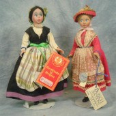 Two Lenci Dolls, 8 1/2 inches tall,
