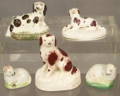 5 miniature Staffordshire figurines,