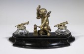 FRENCH STONE AND BRONZE INKSTAND