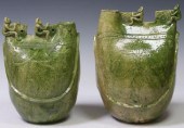 (2) CHINESE GREEN-GLAZED POTTERY