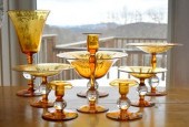 Eight pieces of vintage amber Pairpoint