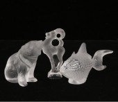 Lalique art glass animals: frosted