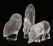 Three Lalique art glass animals: