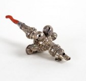 A child's Victorian silver rattle,