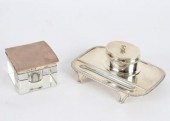 A silver inkstand and pen tray,
