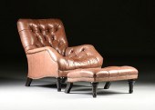 A CHESTERFIELD BROWN TUFTED LEATHER