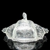 HEISEY GLASS SQUARE BUTTER DISH,