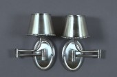 Pair of French Silvered-Metal Angle-Armed