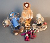 GROUP OF SIX INUIT FUR AND CLOTH
