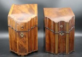 TWO ANTIQUE MAHOGANY KNIFE BOXES