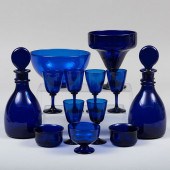 GROUP OF BLUE BRISTOL GLASS TABLEWARESComprising:

A