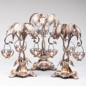 SET OF THREE SILVER PLATE PALM