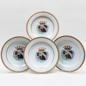 FOUR CHINESE EXPORT ARMORIAL PORCELAIN