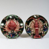 PAIR OF PALISSY STYLE EARTHENWARE,