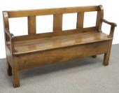 FRENCH PROVINCIAL RUSTIC OAK BENCHFrench