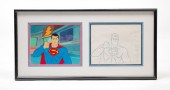 SUPERMAN ANIMATION CEL AND PENCIL