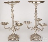 LARGE PAIR OF SILVER PLATED EPERGNES,