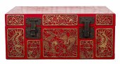 CHINESE RED STORAGE TRUNK WITH