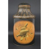 Antique painted tin tea canister,