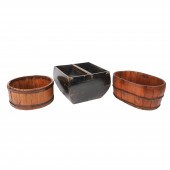 (3) Wooden buckets, c/o round (13