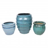 (3) Large Chinese pottery planters,