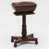 WILLIAM IV CARVED MAHOGANY TEAPOYFitted