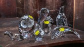 FIVE STEUBEN COLORLESS GLASS ANIMALS