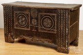CONTINENTAL CARVED OAK COFFER,